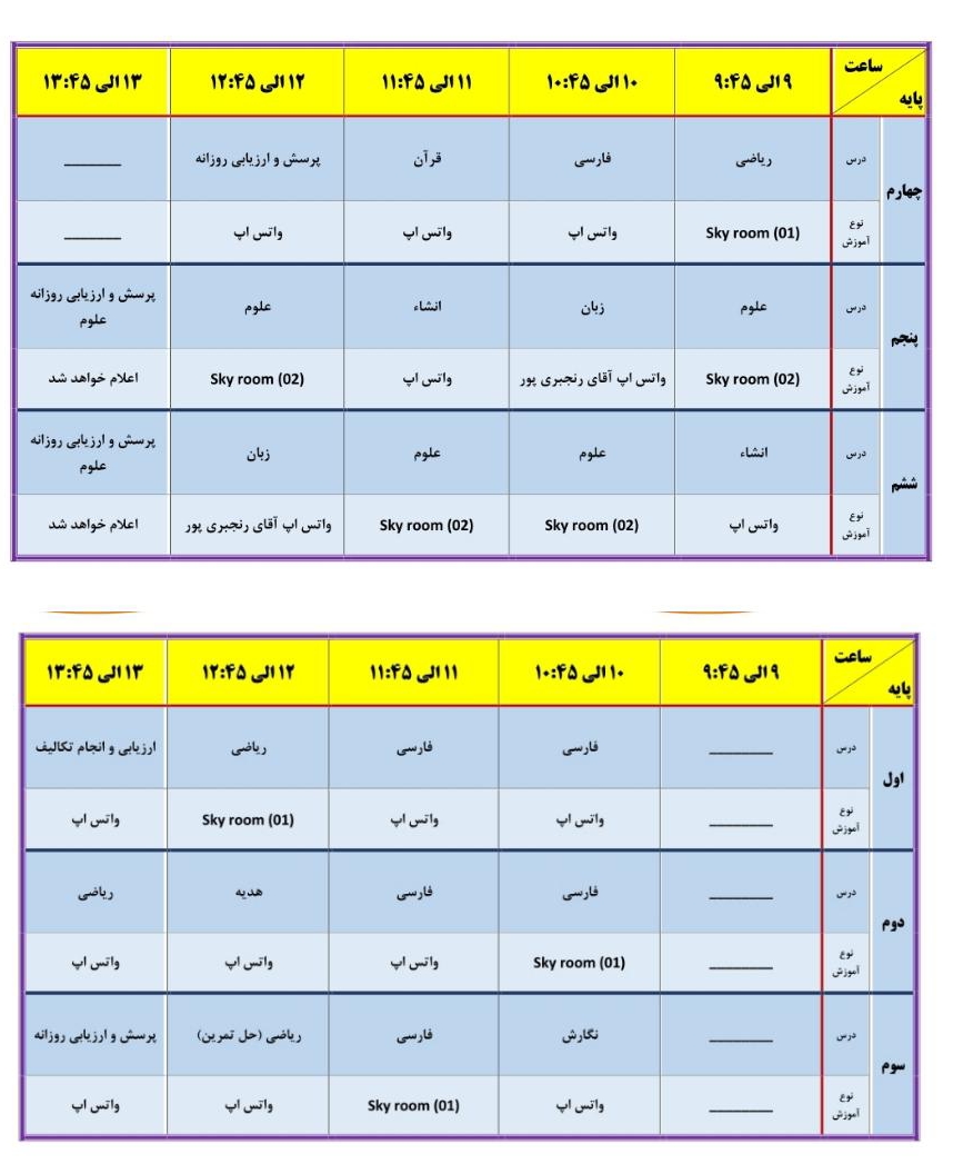 تدریس مجازی ۳۰ فروردین