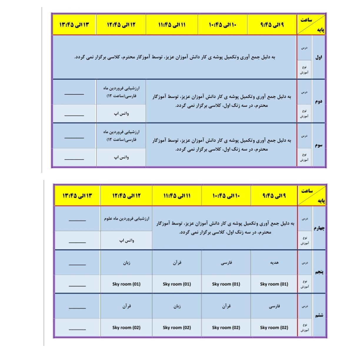 تدریس مجازی، ۲ اردیبهشت